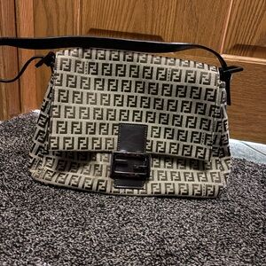 Fendi Monogram Tan and Brown Shoulder Bag